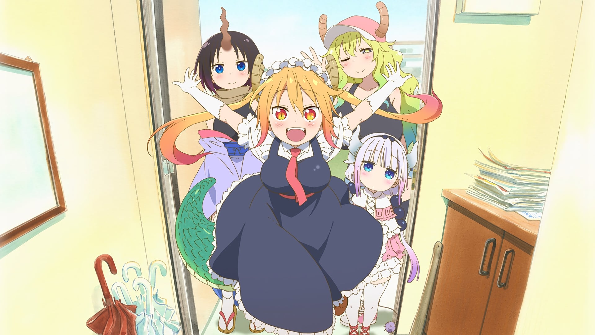 Banner da primeira temporada do anime Maid Dragon